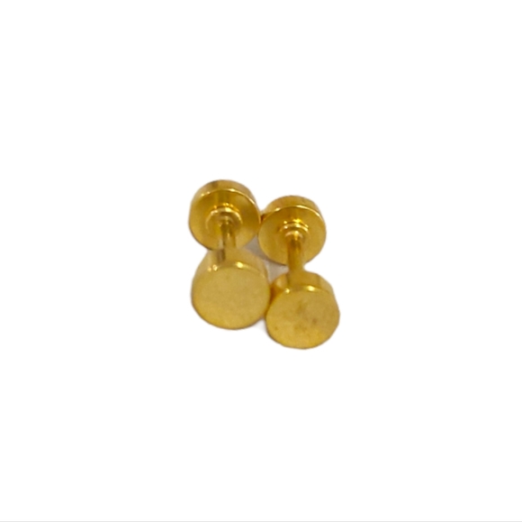 New Gold Flatback Studs Circle Stud Earrings Stainless Steel Studs - Picture 4 of 4